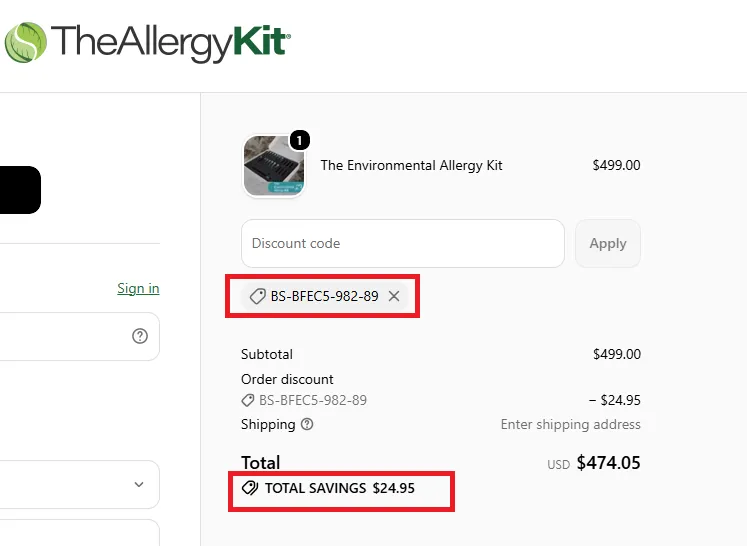 Theallergykit 5% off coupon code